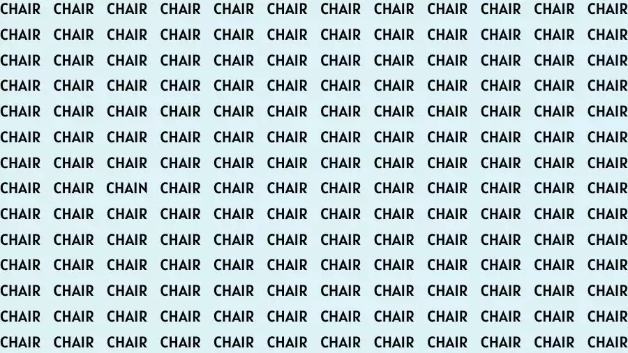 Observation Skill Test: If you have Keen Eyes Find the Word Chain among Chair in 15 Secs