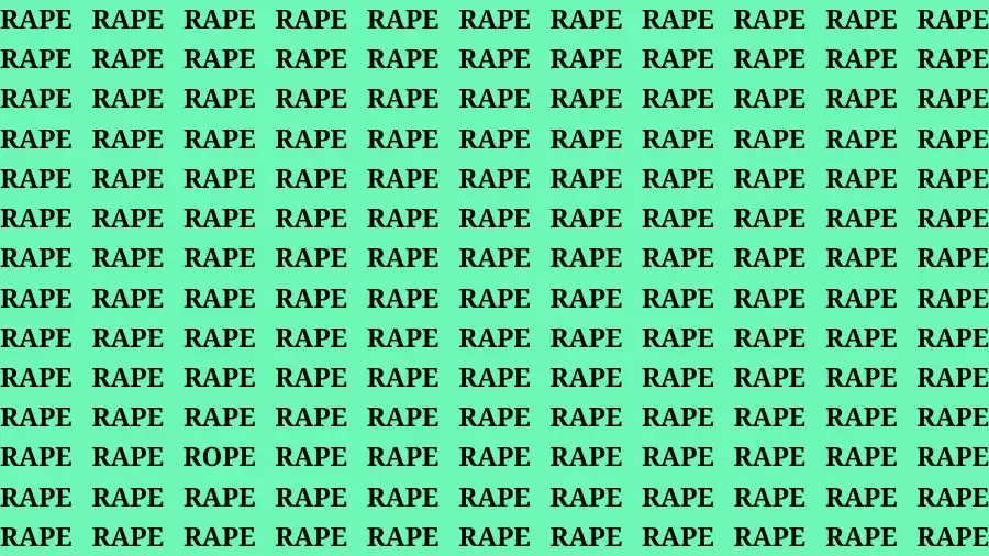 Optical Illusion Brain Test: If you have 50/50 Vision Find the Word Rope among Rape in 15 Secs