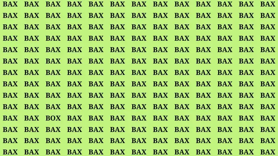 Optical Illusion Brain Challenge: If you have Sharp Eyes Find the word Box among Bax in 20 Secs