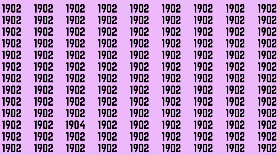 Observation Brain Challenge: If you have Eagle Eyes Find the number 1904 among 1902 in 12 Secs