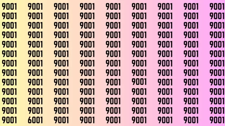 Observation Brain Test: If you have 50/50 Vision Find the Number 6001 among 9001 in 15 Secs