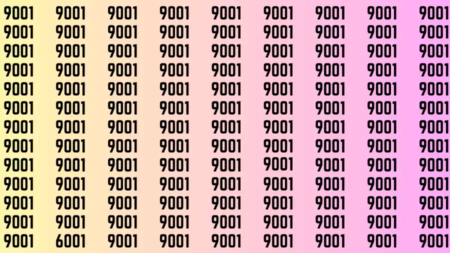 Observation Brain Test: If you have 50/50 Vision Find the Number 6001 among 9001 in 15 Secs