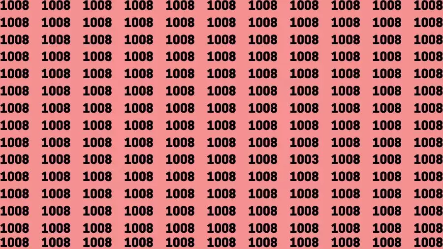 Optical Illusion Brain Challenge: If you have 50/50 Vision Find the number 1003 among 1008 in 12 Secs