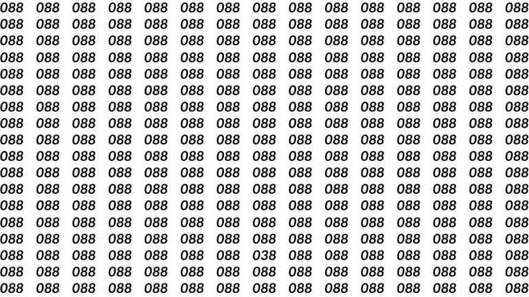 Optical Illusion Brain Test: If you have Sharp Eyes Find the number 038 among 088 in 12 Seconds?