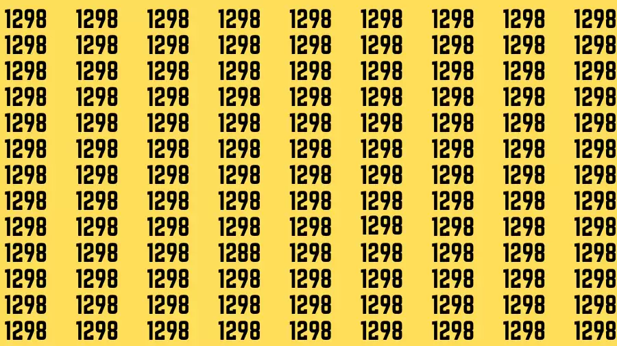 Observation Brain Test: If you have 50/50 Vision Find the Number 1288 among 1298 in 15 Secs