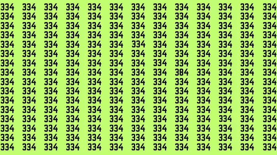 Observation Brain Challenge: If you have Eagle Eyes Find the number 384 among 334 in 12 Secs