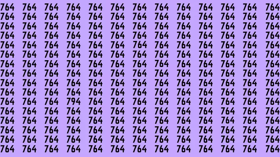 Observation Find it Out: If you have Sharp Eyes Find the number 794 among 764 in 20 Secs