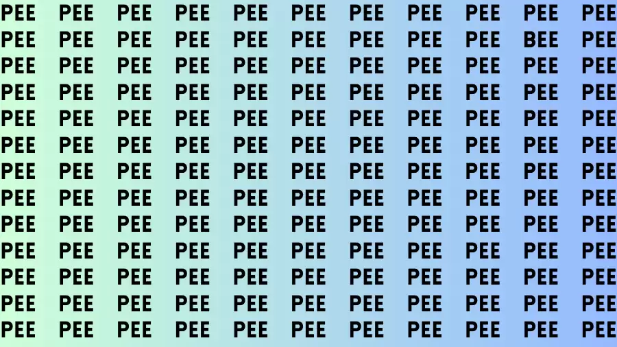 Observation Brain Challenge: If you have Eagle Eyes Find the word Bee among Pee in 15 Secs