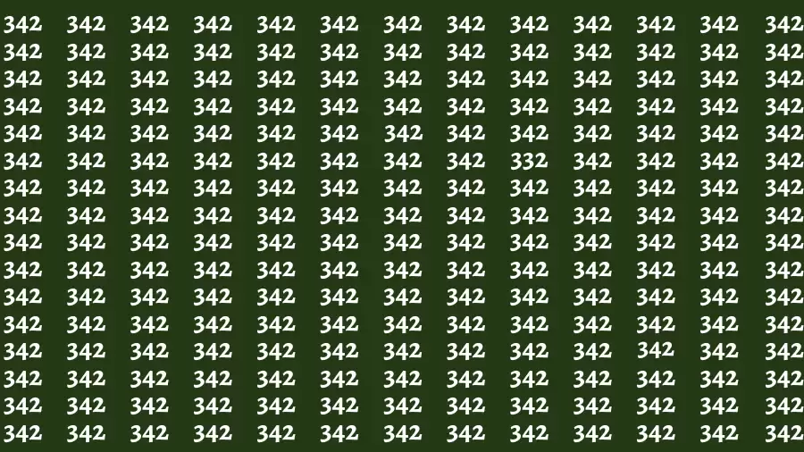 Observation Brain Test: If you have 50/50 Vision Find the Number 332 among 342 in 15 Secs