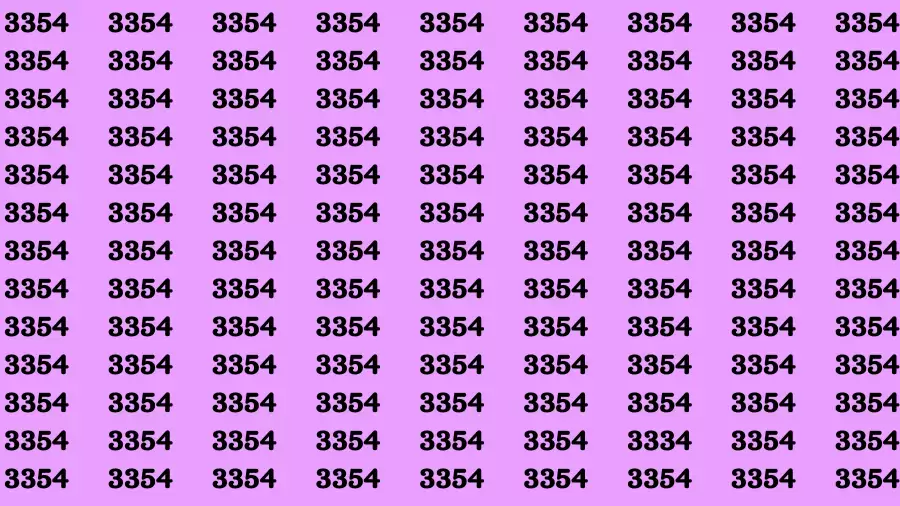 Observation Find it Out: If you have Sharp Eyes Find the number 3334 among 3354 in 20 Secs