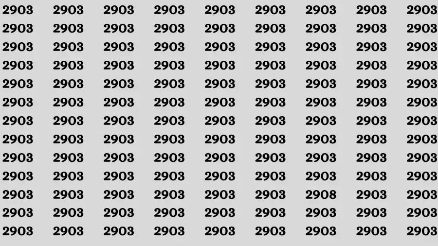 Brain Test: If you have Eagle Eyes Find the Number 2908 among 2903 in 15 Secs