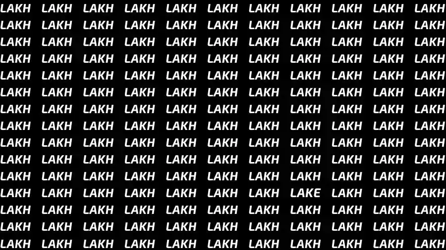 Observation Skill Test: If you have Eagle Eyes find the Word Lake among Lakh in 08 Secs