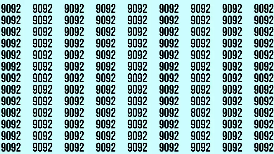 Observation Brain Challenge: If you have Eagle Eyes Find the number 8092 in 12 Secs