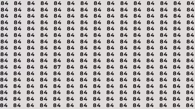 Observation Skills Test: If you have Eagle Eyes Find the number 87 among 84 in 10 Seconds?