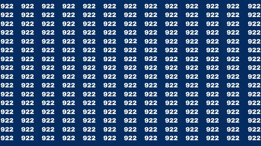 Observation Find it Out: If you have Eagle Eyes Find the number 822 in 12 Secs