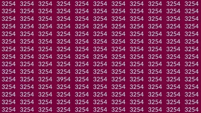 Observation Skill Test: If you have 50/50 Vision Find the number 3954 among 3254 in 14 Seconds?