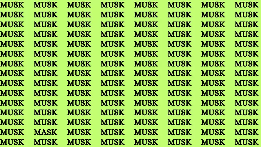 Observation Brain Test: If you have Eagle Eyes Find the word Mask among Musk In 18 Secs