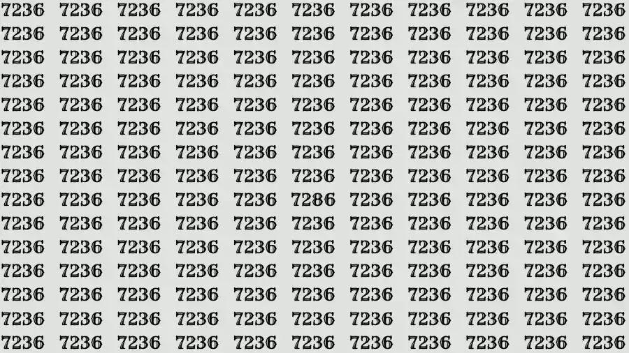 Optical Illusion Brain Test: If you have Sharp Eyes Find the number 7286 among 7236 in 12 Seconds?