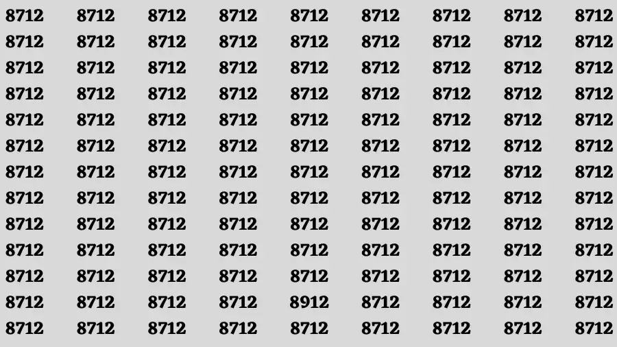 Observation Brain Test: If you have Sharp Eyes Find the number 8912 in 20 Secs