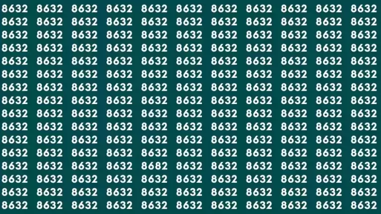 Optical Illusion Brain Challenge: If you have Eagle Eyes Find the number 8682 among 8632 in 15 Seconds?