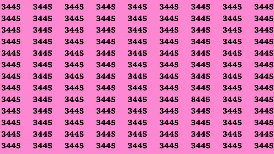 Observation Brain Test: If you have 50/50 Vision Find the Number 8445 in 15 Secs