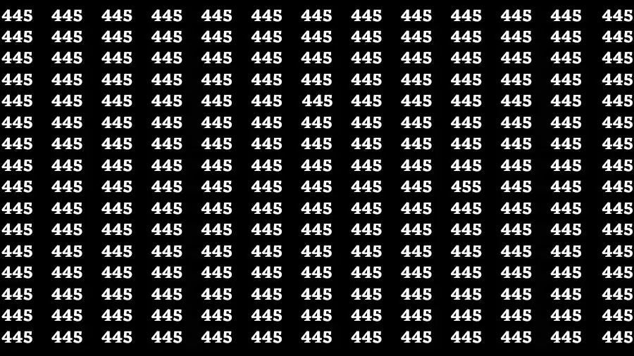 Observation Brain Test: If you have 50/50 Vision Find the Number 455 among 445 in 15 Secs