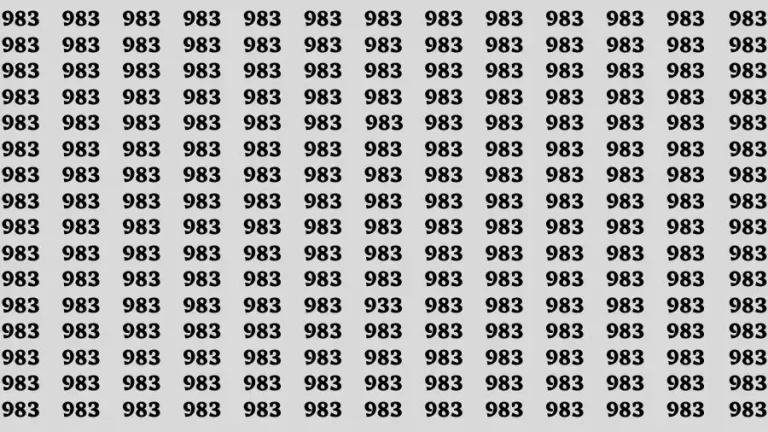 Brain Test: If you have Sharp Eyes Find the number 933 among 983 in 20 Secs