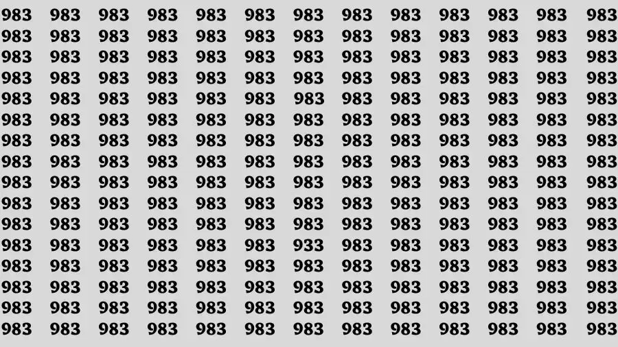 Brain Test: If you have Sharp Eyes Find the number 933 among 983 in 20 Secs