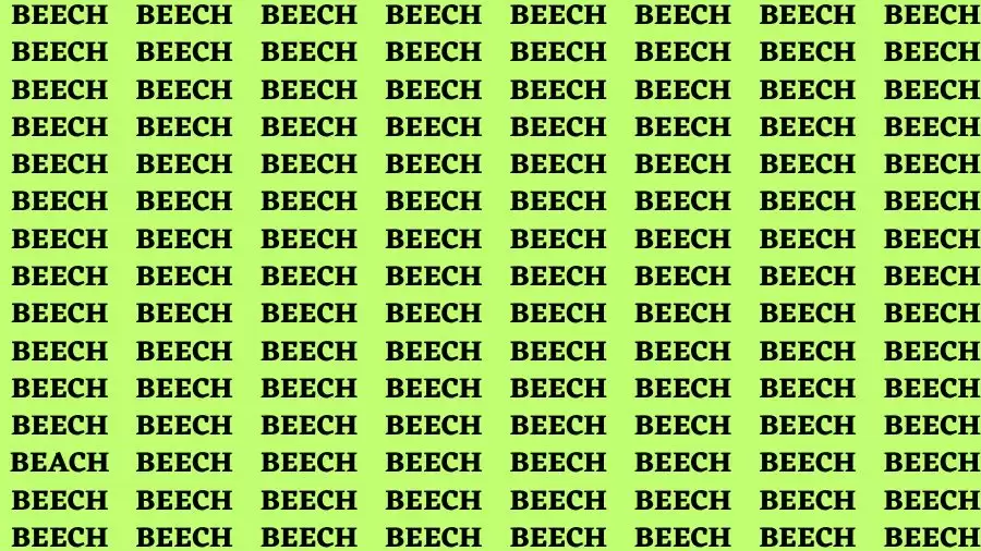 Observation Brain Challenge: If you have Eagle Eyes Find the word Beach among Beech in 12 Secs