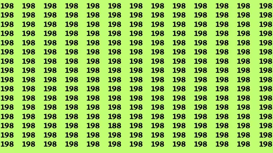 Observation Brain Test: If you have Hawk Eyes Find the Number 188 among 198 in 15 Secs