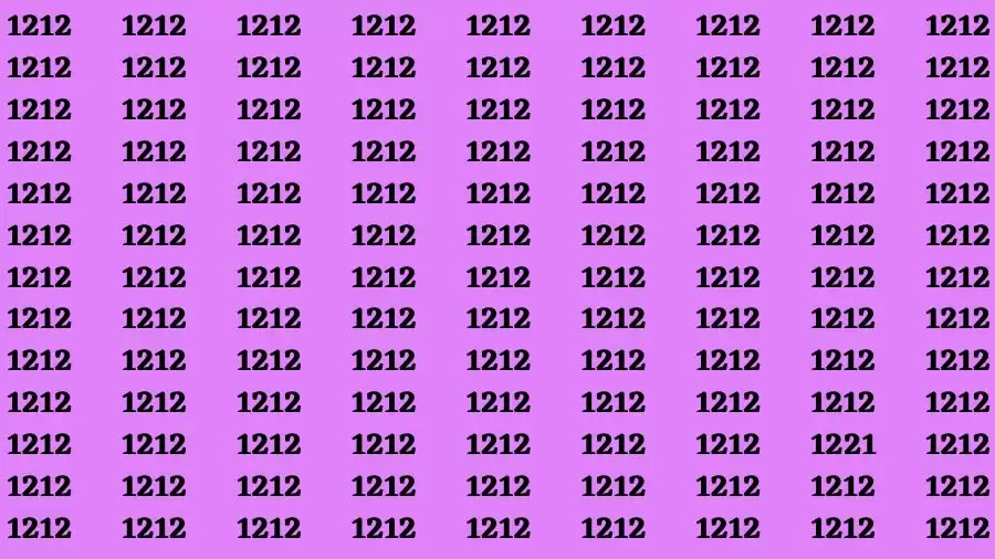 Observation Find it Out: If you have Hawk Eyes Find the Number 1221 among 1212 in 15 Secs