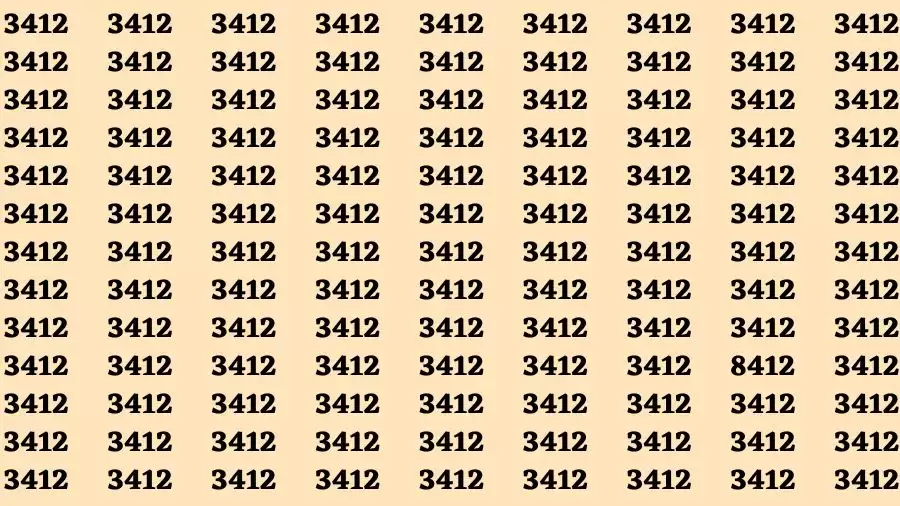 Observation Brain Challenge: If you have Keen Eyes Find the Number 8412 in 15 Secs