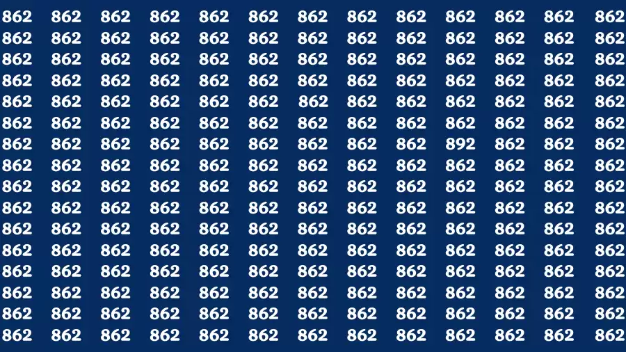 Observation Brain Test: If you have Sharp Eyes Find the number 892 in 20 Secs