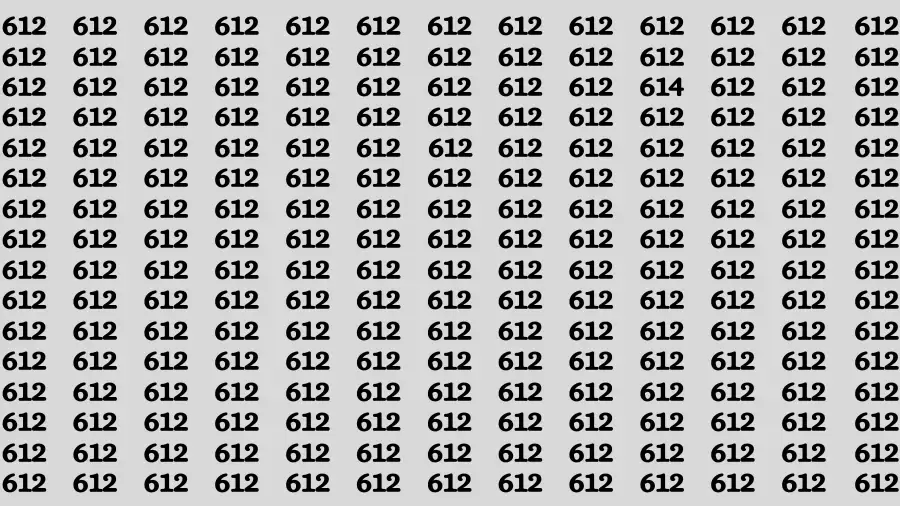 Observation Brain Test: If you have 50/50 Vision Find the Number 614 among 612 in 15 Secs