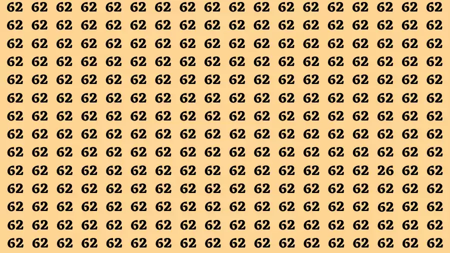 Observation Brain Test: If you have 50/50 Vision Find the Number 26 among 62 in 15 Secs