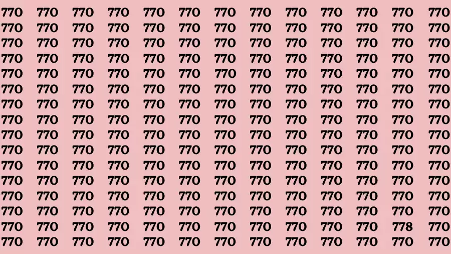 Brain Test: If you have Sharp Eyes Find the number 778 in 20 Secs