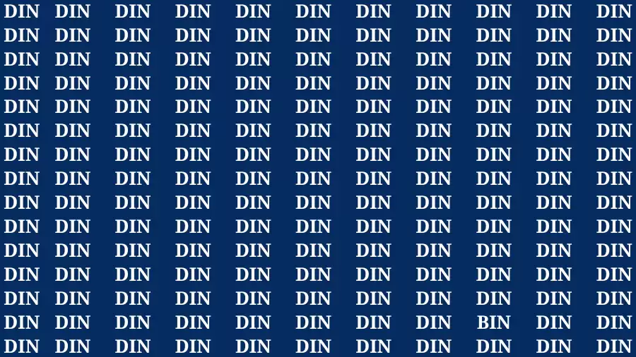 Brain Test: If you have Hawk Eyes Find the Word Bin among Din in 15 Secs