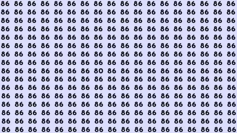 Observation Brain Challenge: If you have Sharp Eyes Find the number 80 among 86 in 12 Seconds?