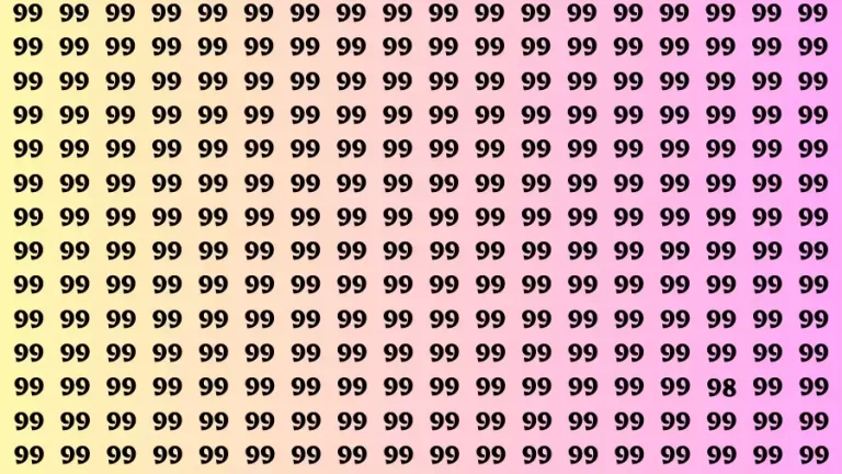 Observation Brain Test: If you have Eagle Eyes Find the number 98 among 99 in 12 Secs