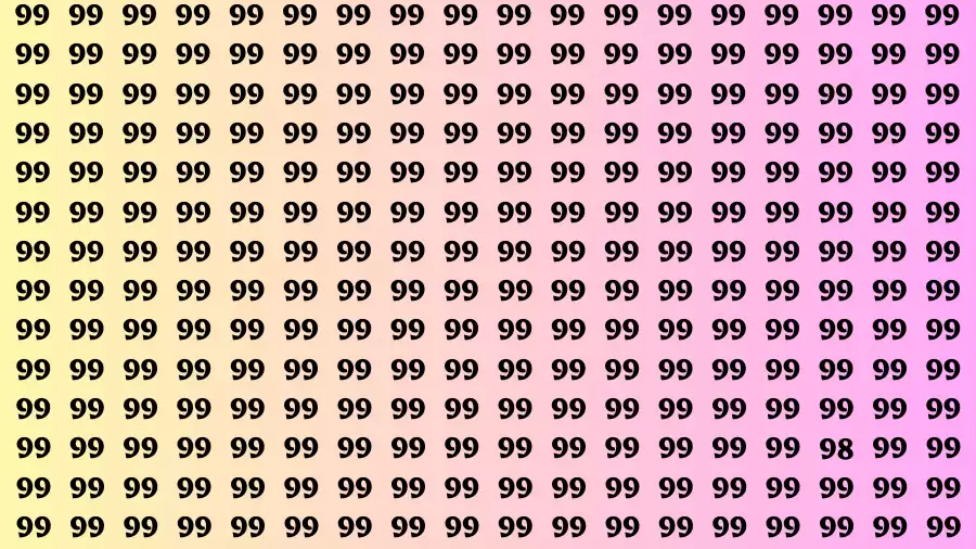 Observation Brain Test: If you have Eagle Eyes Find the number 98 among 99 in 12 Secs