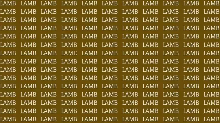 Optical Illusion Brain Test: If you have Sharp Eyes find the Word Lame among Lamb in 12 Secs