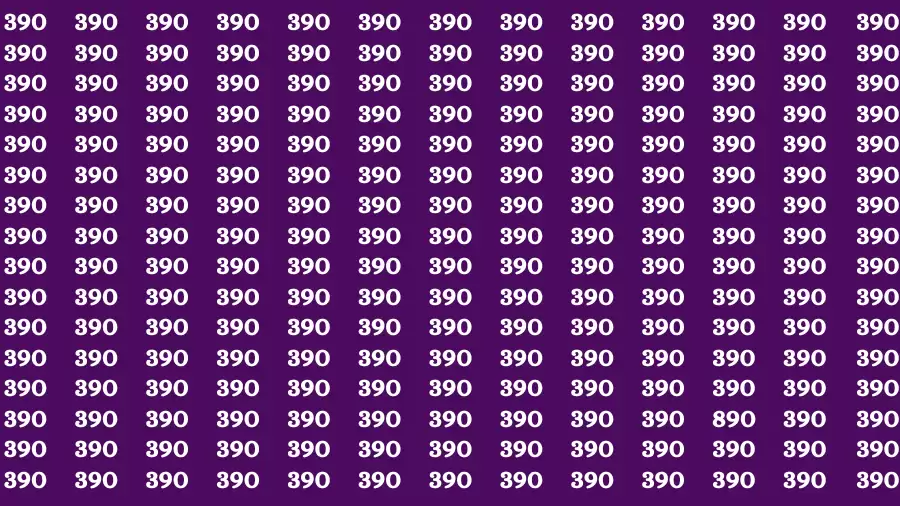 Observation Brain Test: If you have Eagle Eyes Find the number 890 among 390 in 10 Secs