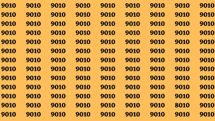 Observation Brain Test: If you have Sharp Eyes Find the number 8010 among 9010 in 20 Secs