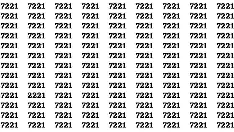 Observation Brain Test: If you have Hawk Eyes Find the Number 2221 among 7221 in 15 Secs