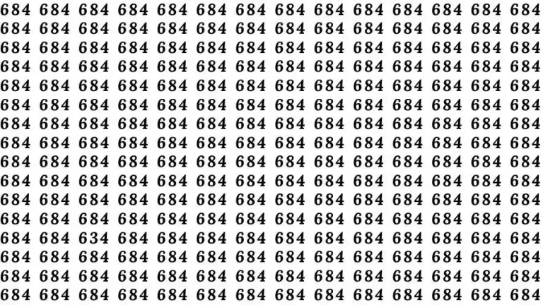 Optical Illusion Brain Test: If you have Eagle Eyes Find the number 634 among 684 in 15 Seconds?