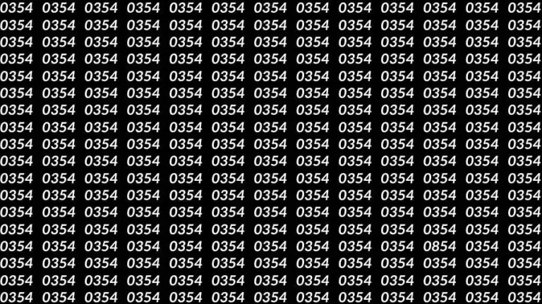 Optical Illusion Brain Test: If you have Sharp Eyes Find the number 0854 among 0354 in 12 Seconds?