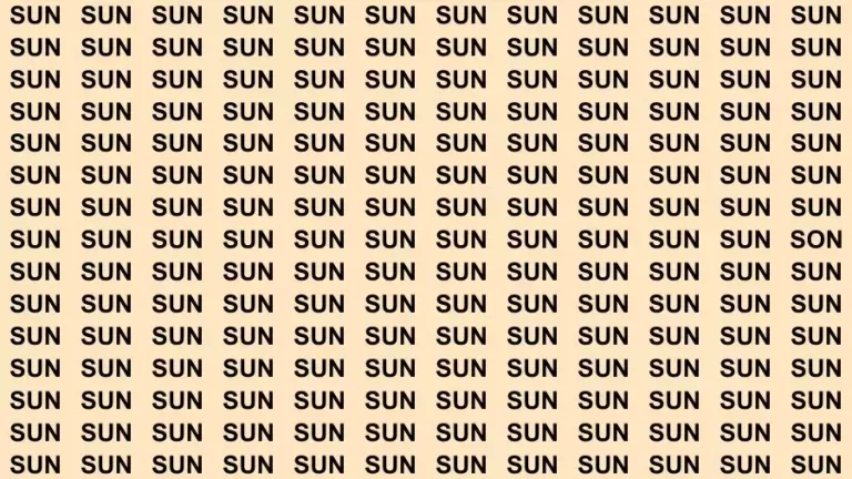 Observation Brain Out: If you have Eagle Eyes Find the word Son among Sun in 12 Secs