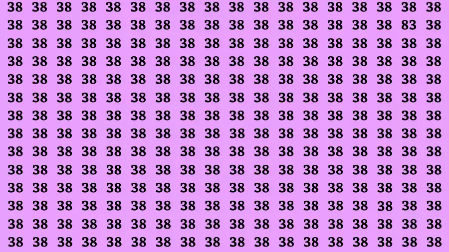 Observation Brain Test: If you have Keen Eyes Find the Number 83 among 38 in 15 Secs