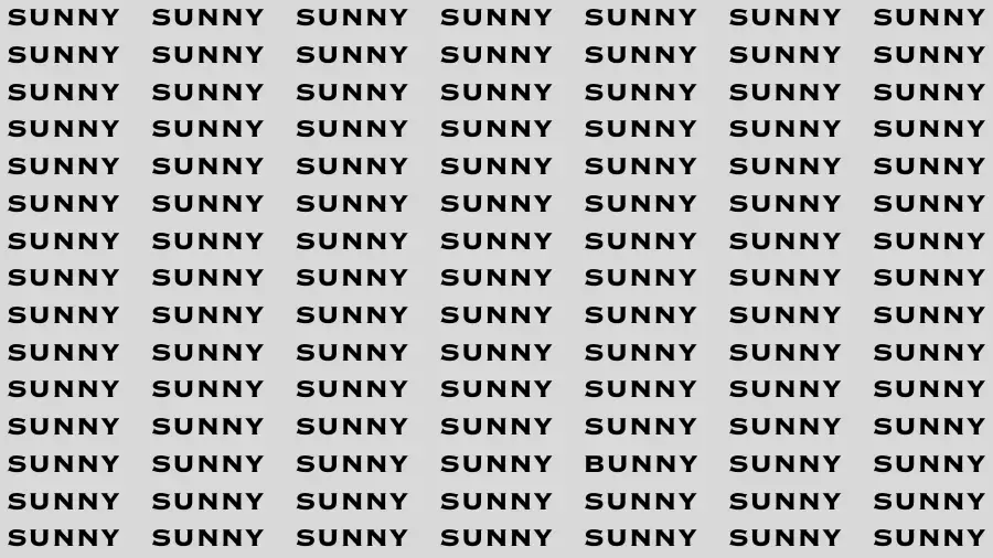 Observation Brain Challenge: If you have Hawk Eyes Find the word Bunny among Sunny in 15 Secs