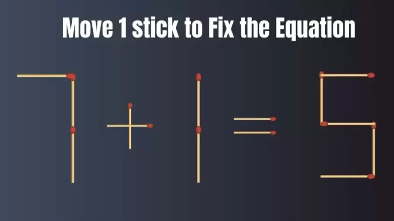 Brain Teaser: Can You Move 1 Matchstick To Fix The Equation 7+1=5? Matchstick Puzzles